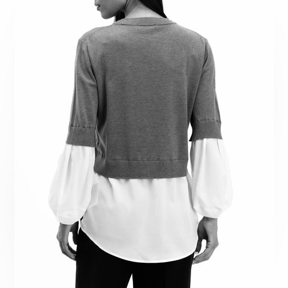 Double Crew Neck Twofer Sweater - Picture 2 of 2